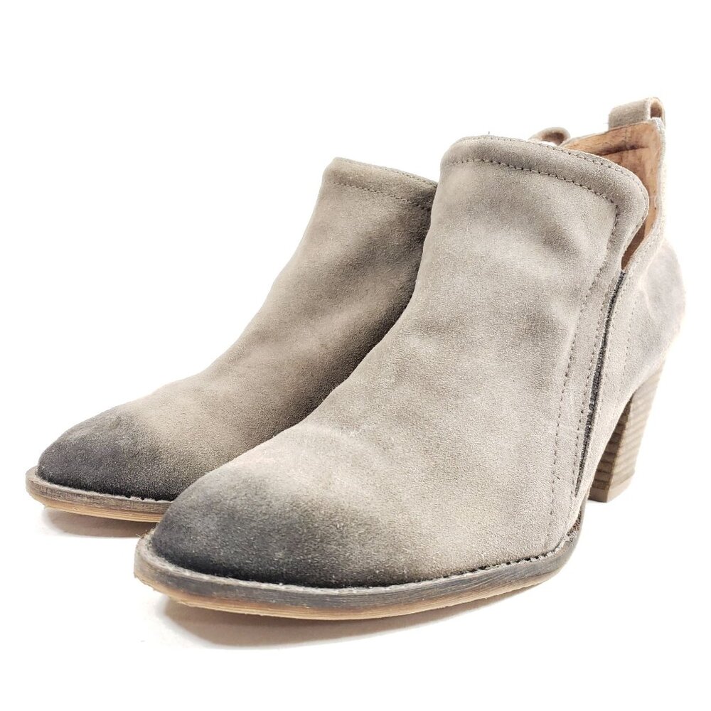 Jeffrey Campbell Womens Size 9 Taupe Suede Slip-On Ankle Booties Block Heel - Picture 2 of 8
